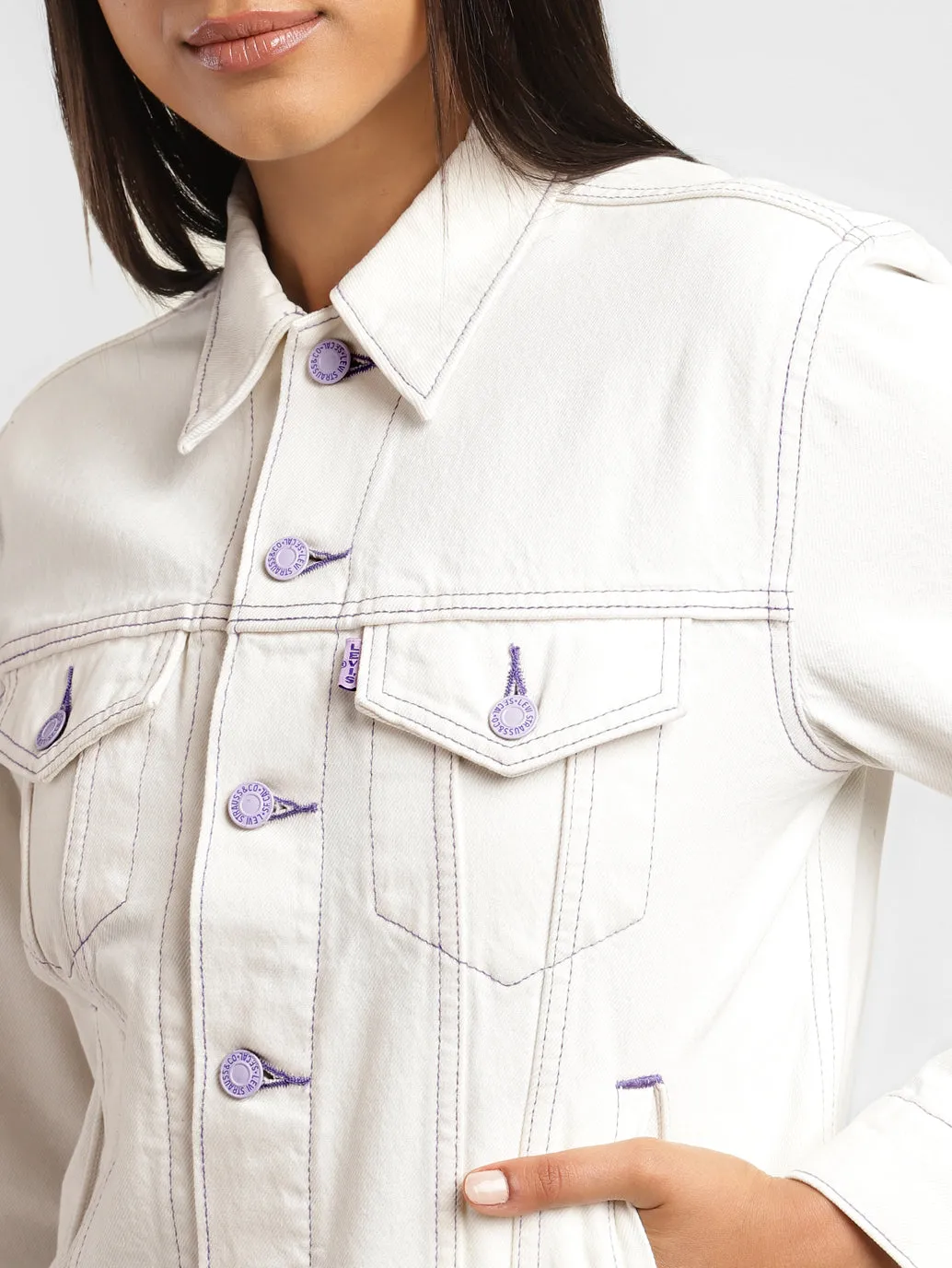 Levi's x Deepika Padukone Solid White Shirt Collar Jacket