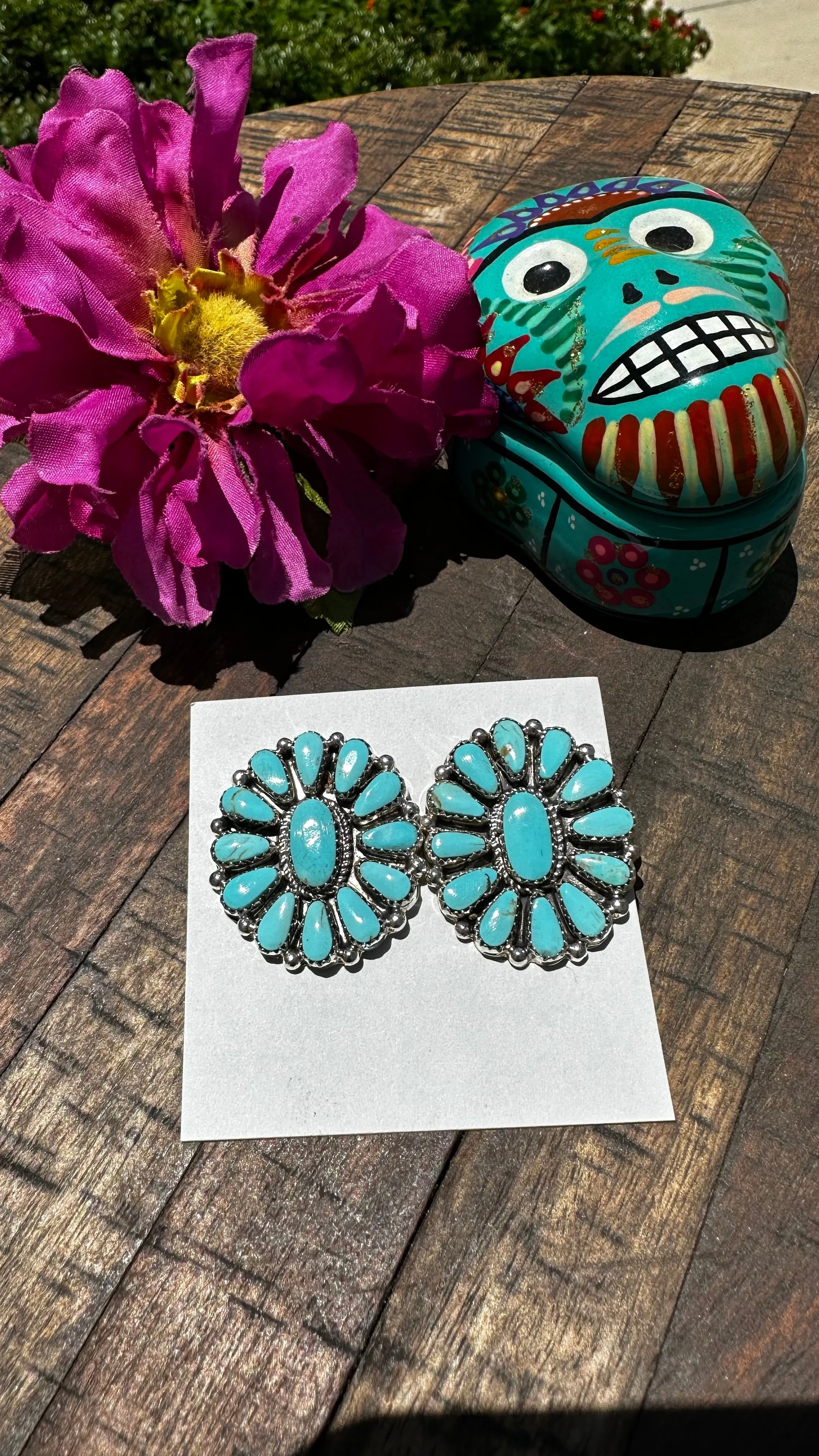 Light Blue Kingman Turquoise Cluster Earrings