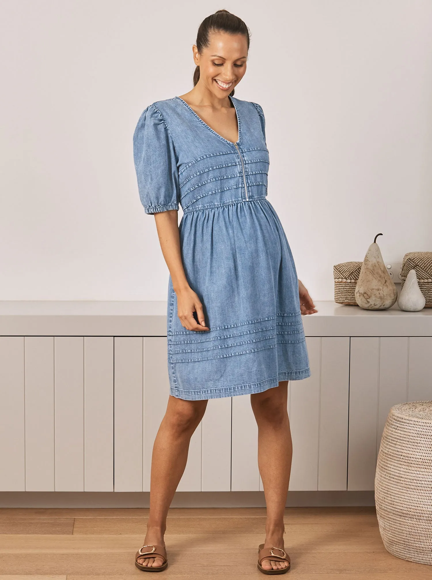 Livie Reversible Maternity Denim Dress