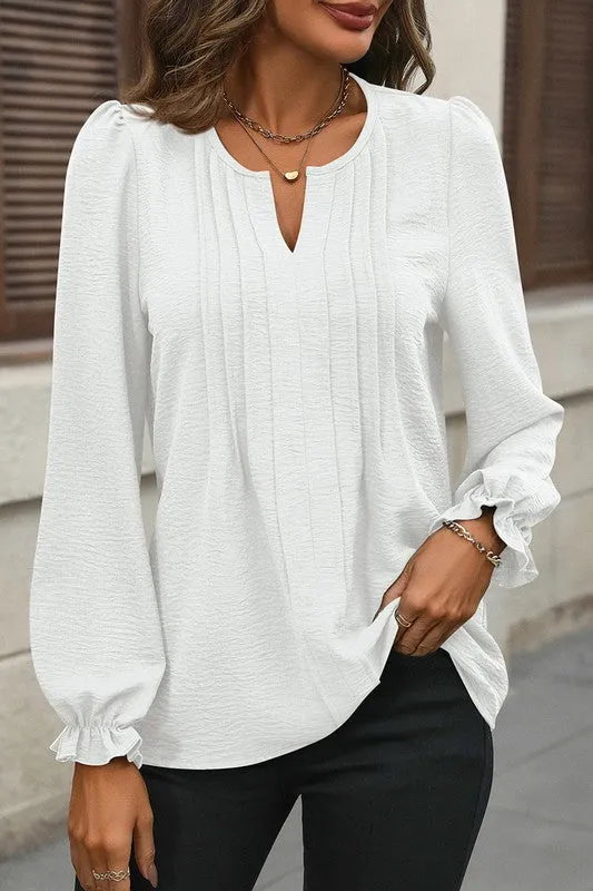 LONG SLEEVE BLOUSE WITH FRONT DARTS (4 colors) S-XXL