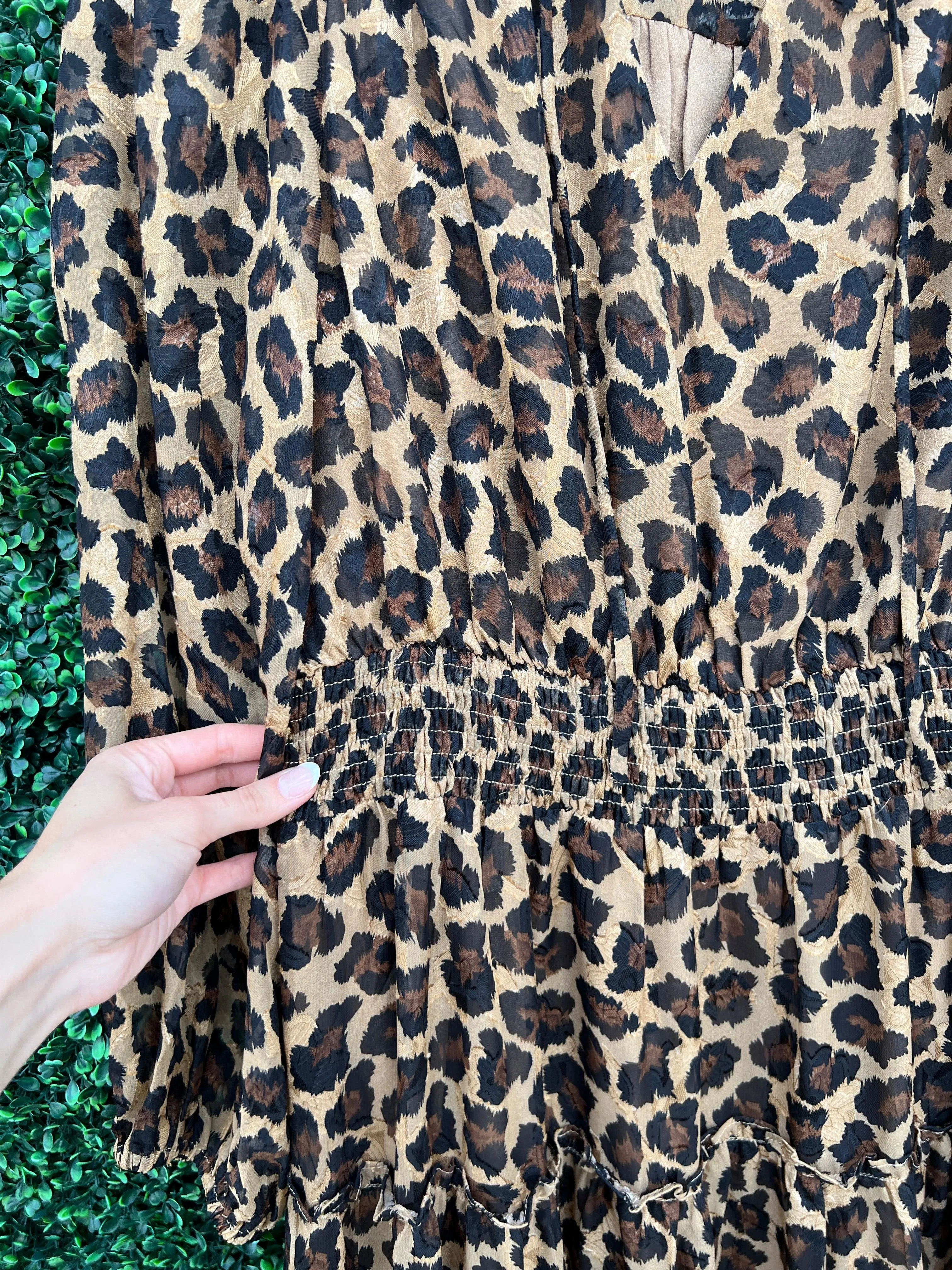 Long Sleeve Cheetah Maxi Dress