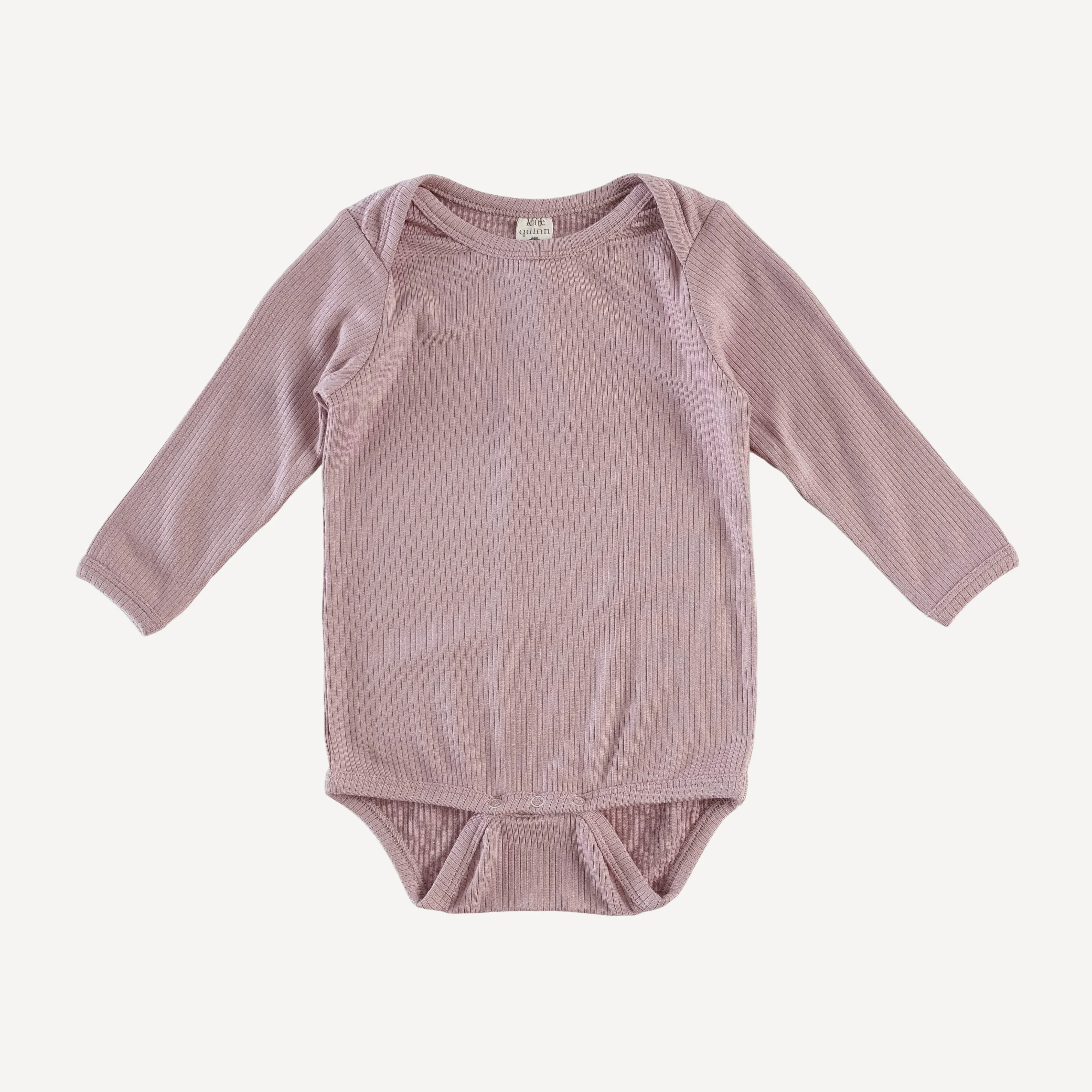 long sleeve lap neck bodysuit | mauve taupe | modal skinny rib