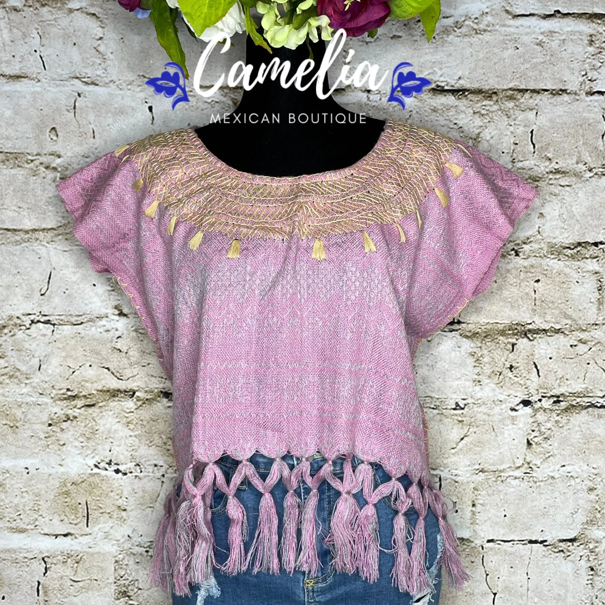 Loomed Mexican Tasseled Crop Top