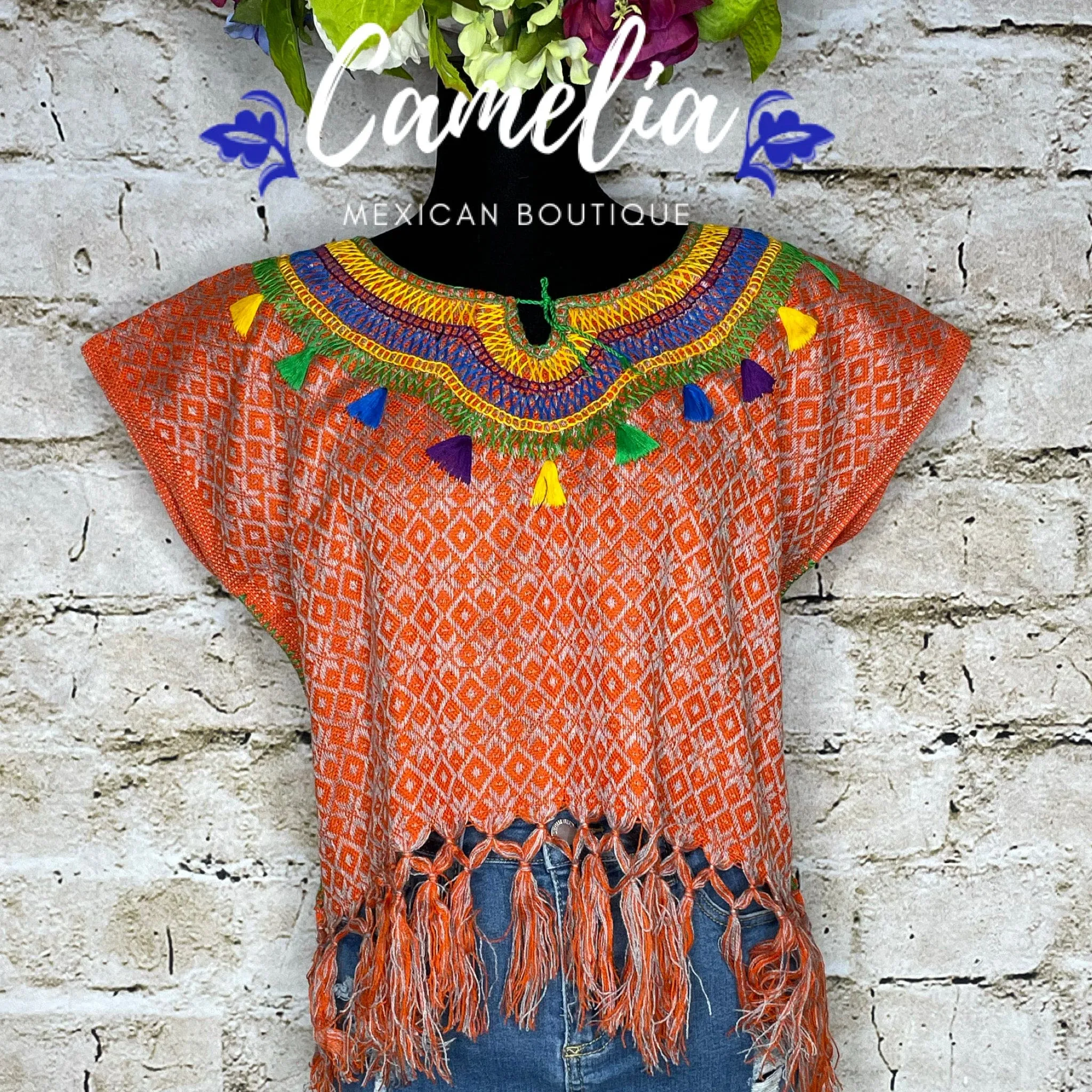 Loomed Mexican Tasseled Crop Top