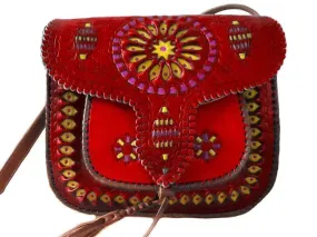 LSSAN Handbag - Red - Embroidered