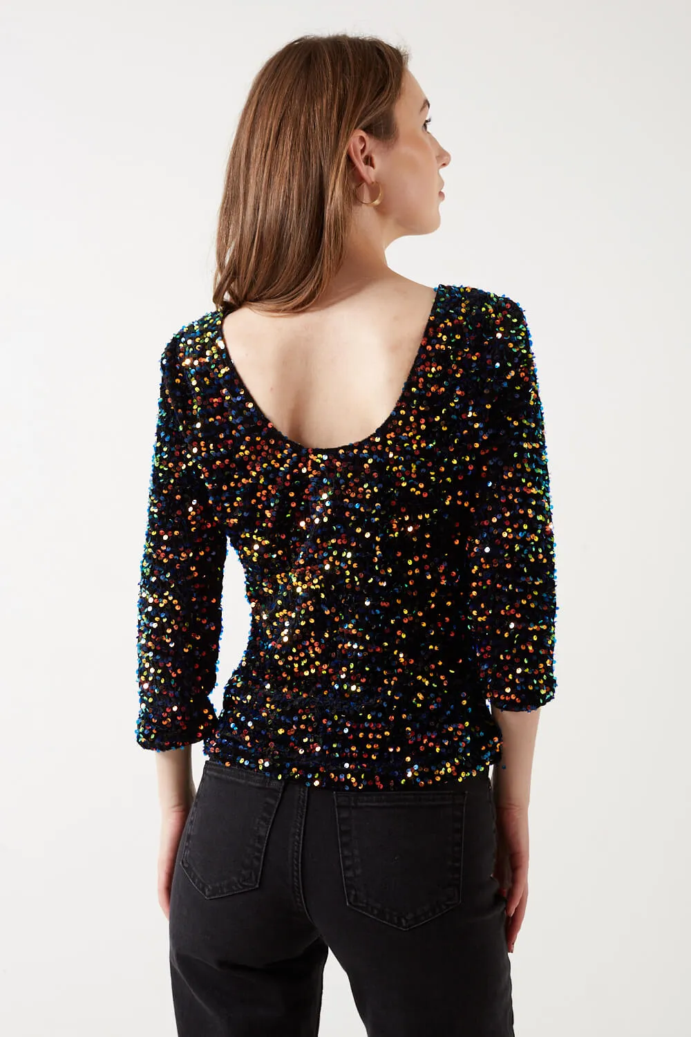 Marc Angelo Sequin U Back Top