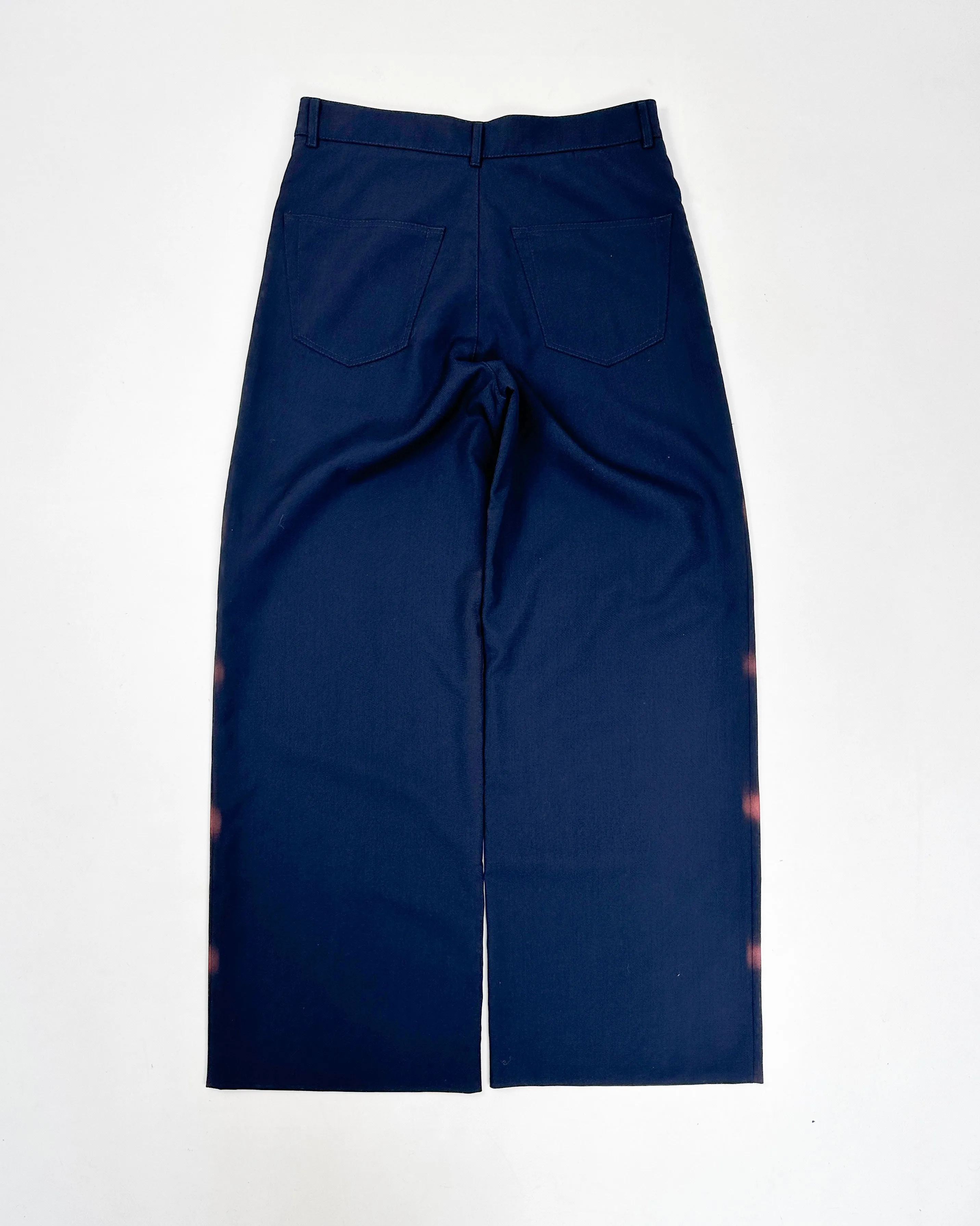 Marni Wool Navy Blue Spray Wide Leg pants FW 2021