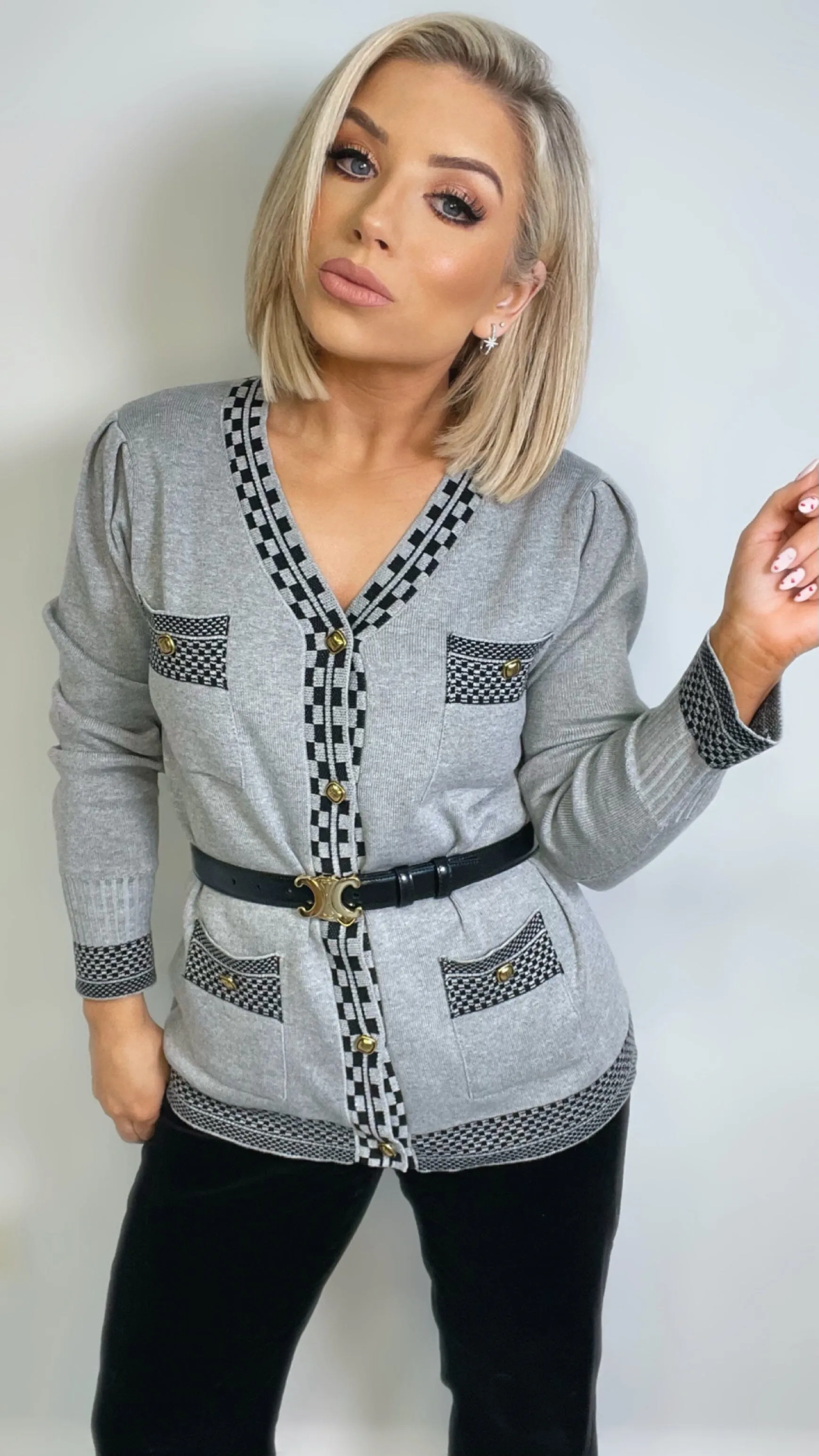 MARNIE 2 PIECE SUIT - GREY/BLACK