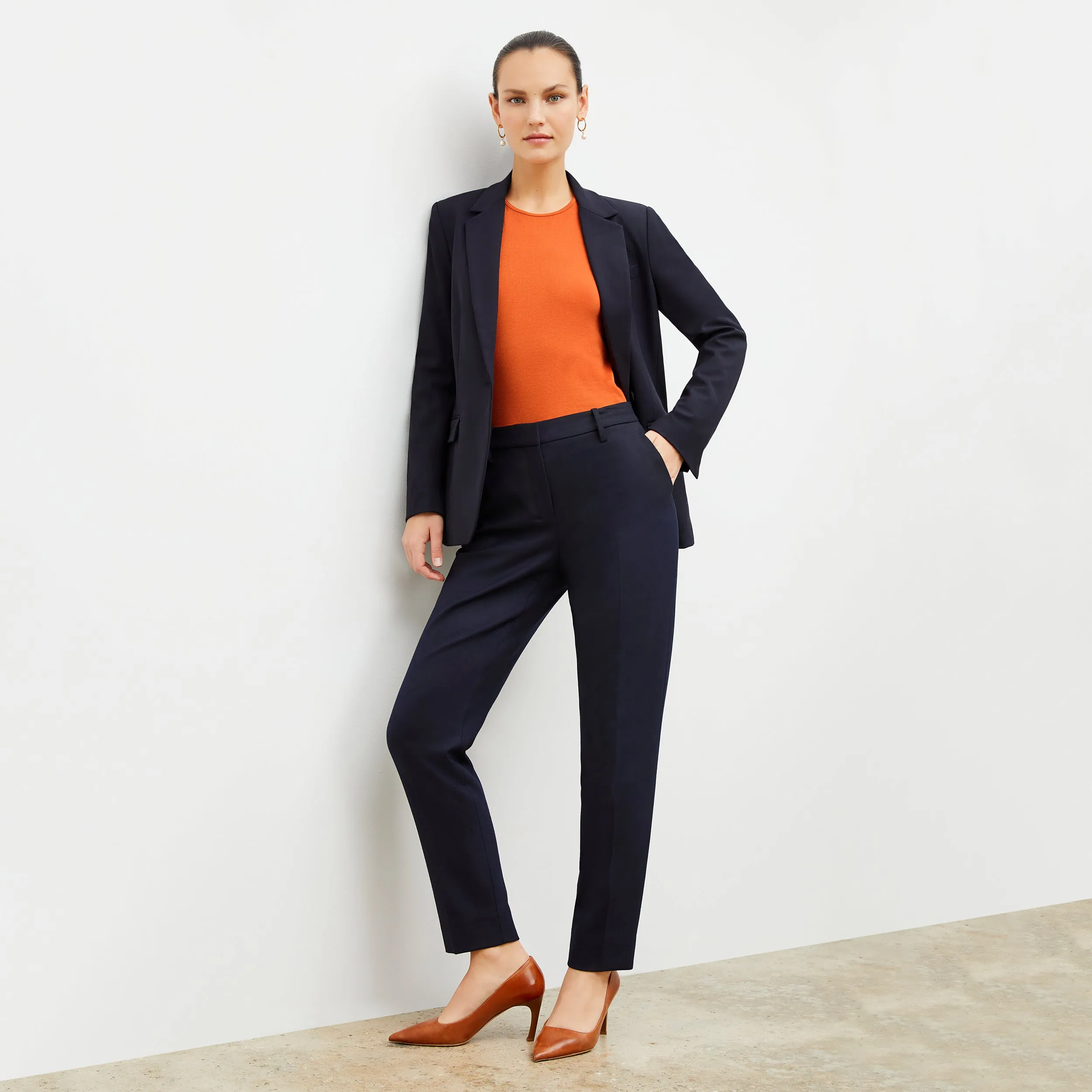 Mejia Pant - Washable Wool Twill :: Dark Navy