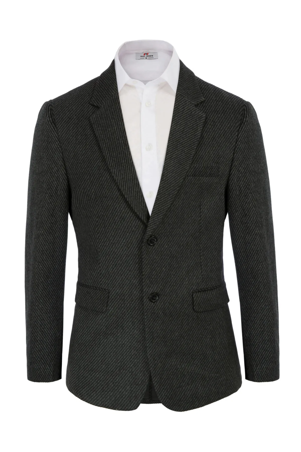 Men Two Buttons Blazer Coat Notch Lapel Wool Blends Suit Coat