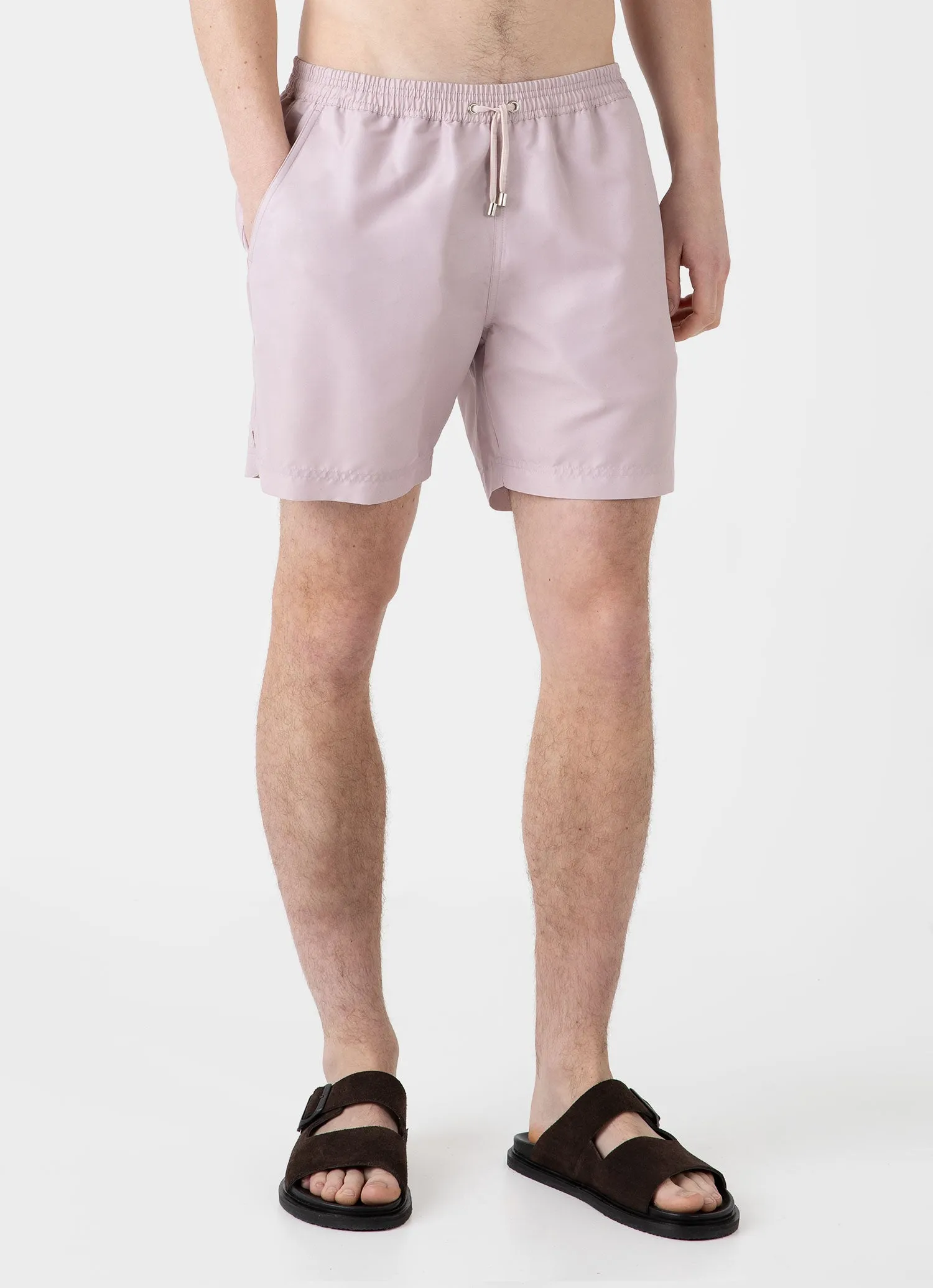 Men's Drawstring Swim Shorts in Pale Pink