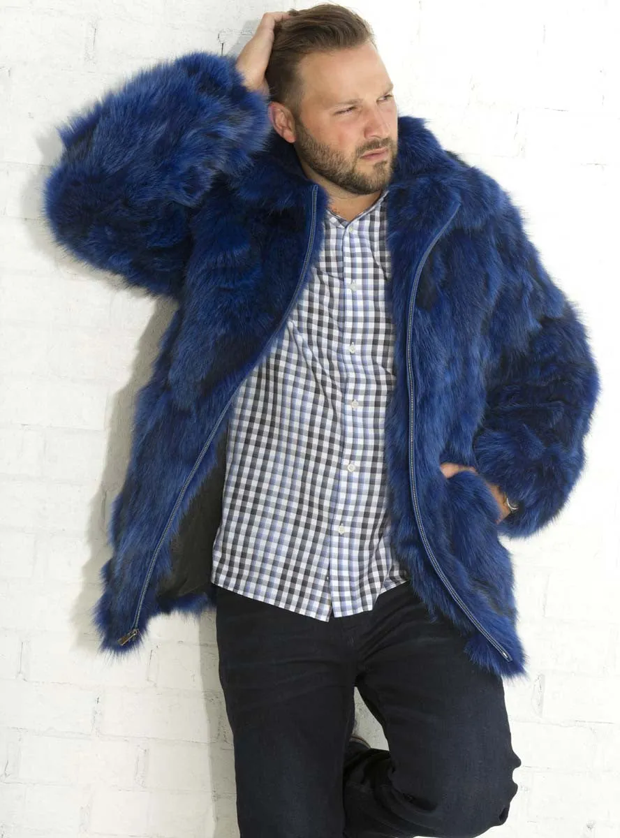 Men's Fox Fur Bomber Jacket