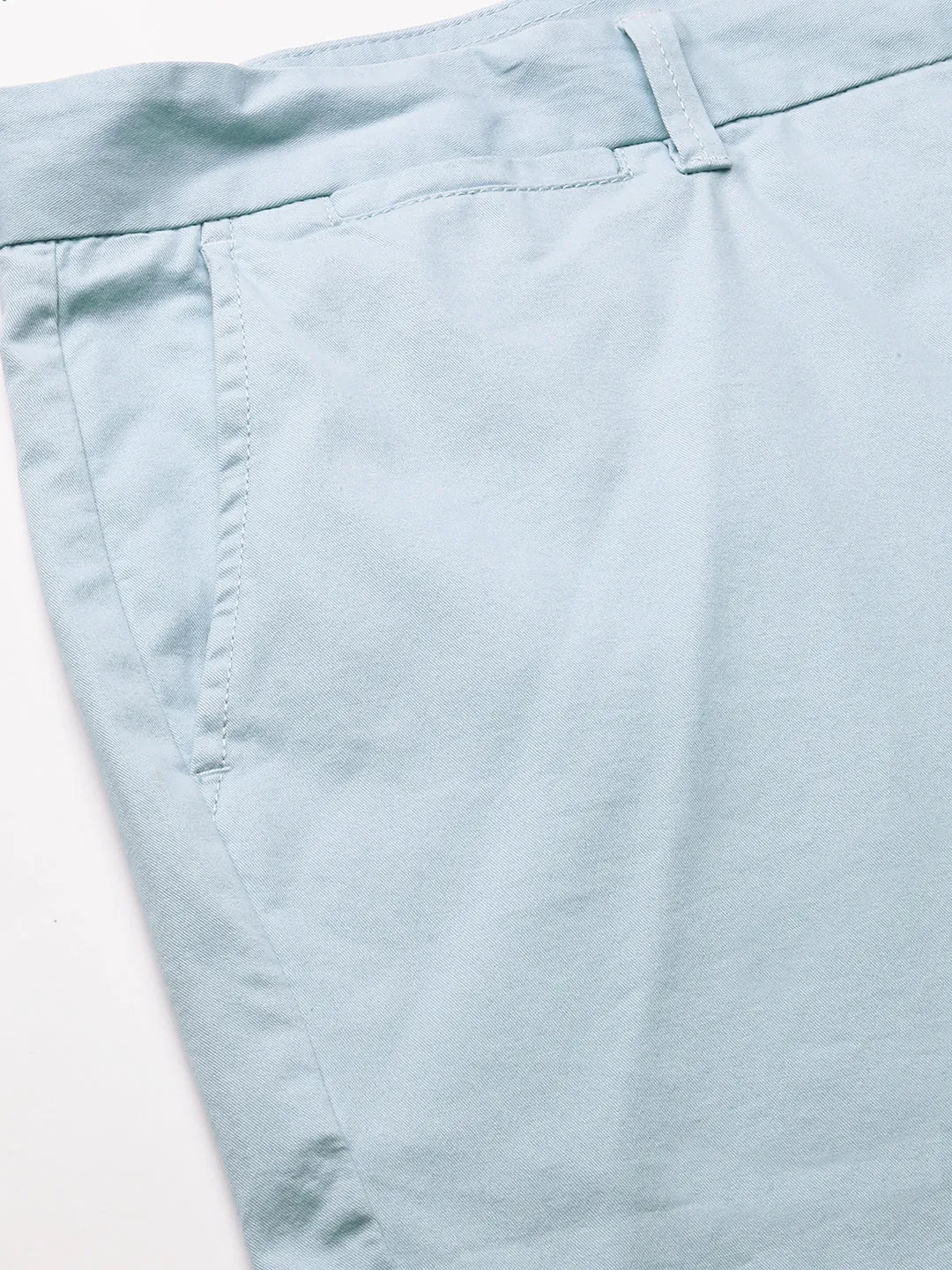 Men's Light Blue Cotton  Regular Fit Shorts