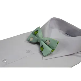 Mens Mint Green Apple Fruit Patterned Bow Tie