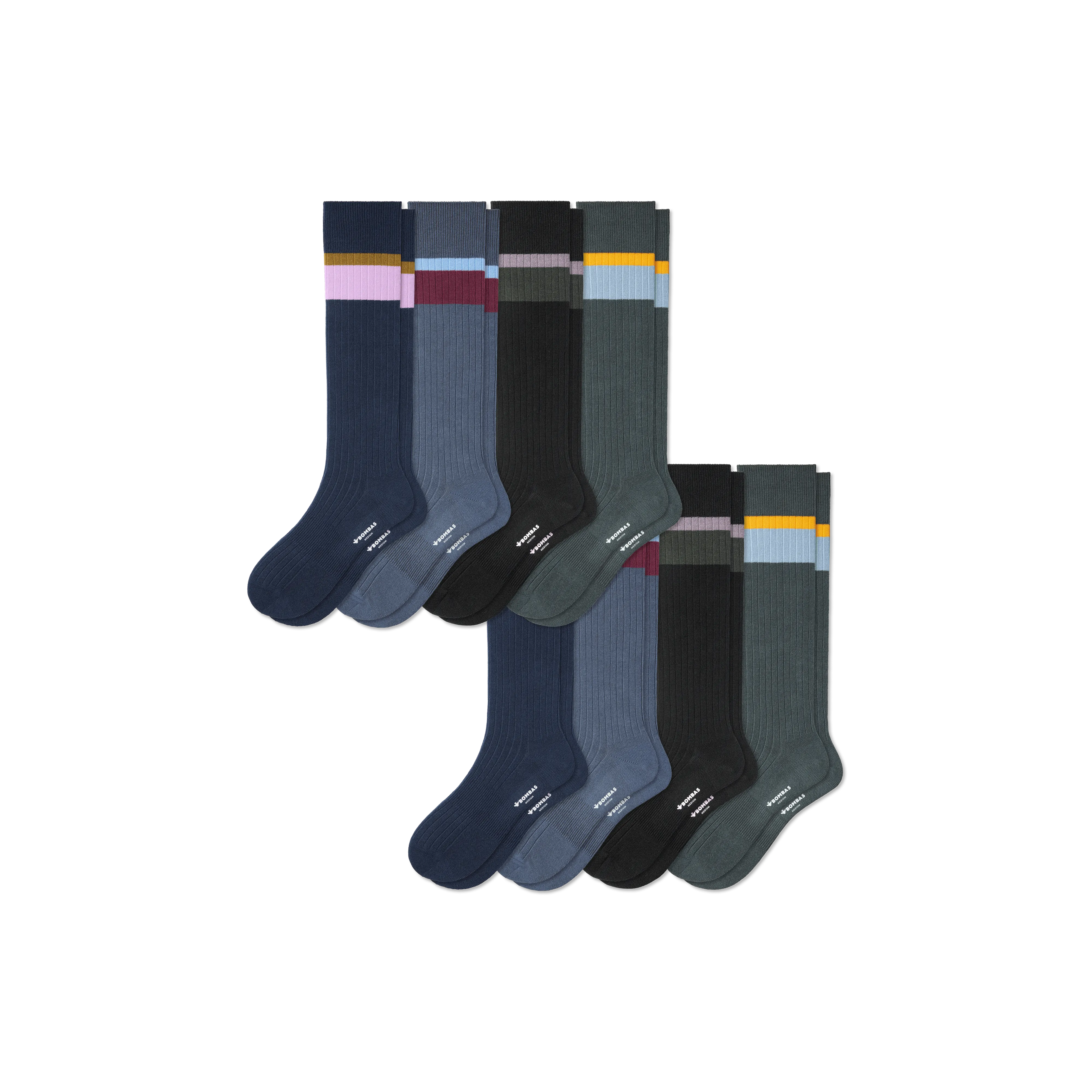 Men's Ribbed Dress Over the Calf Sock 8-Pack