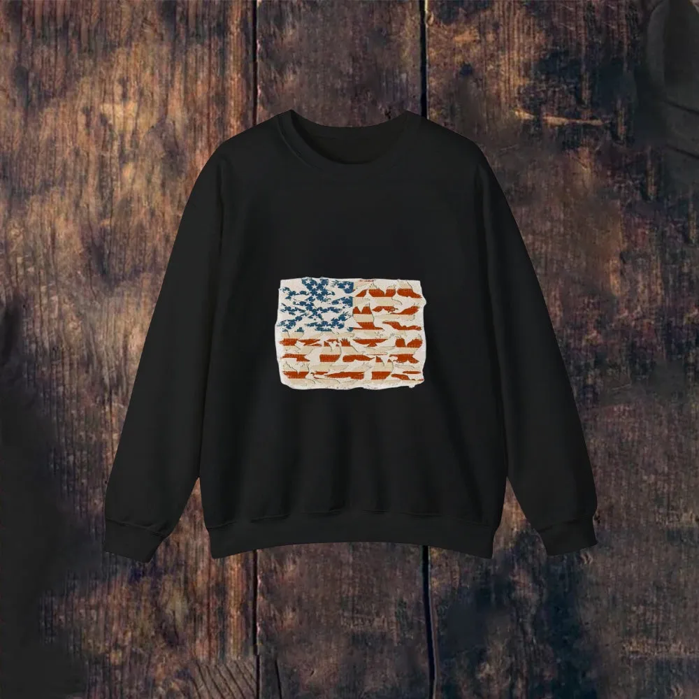 Mens Vintage American Flag Long Sleeve Sweatshirt