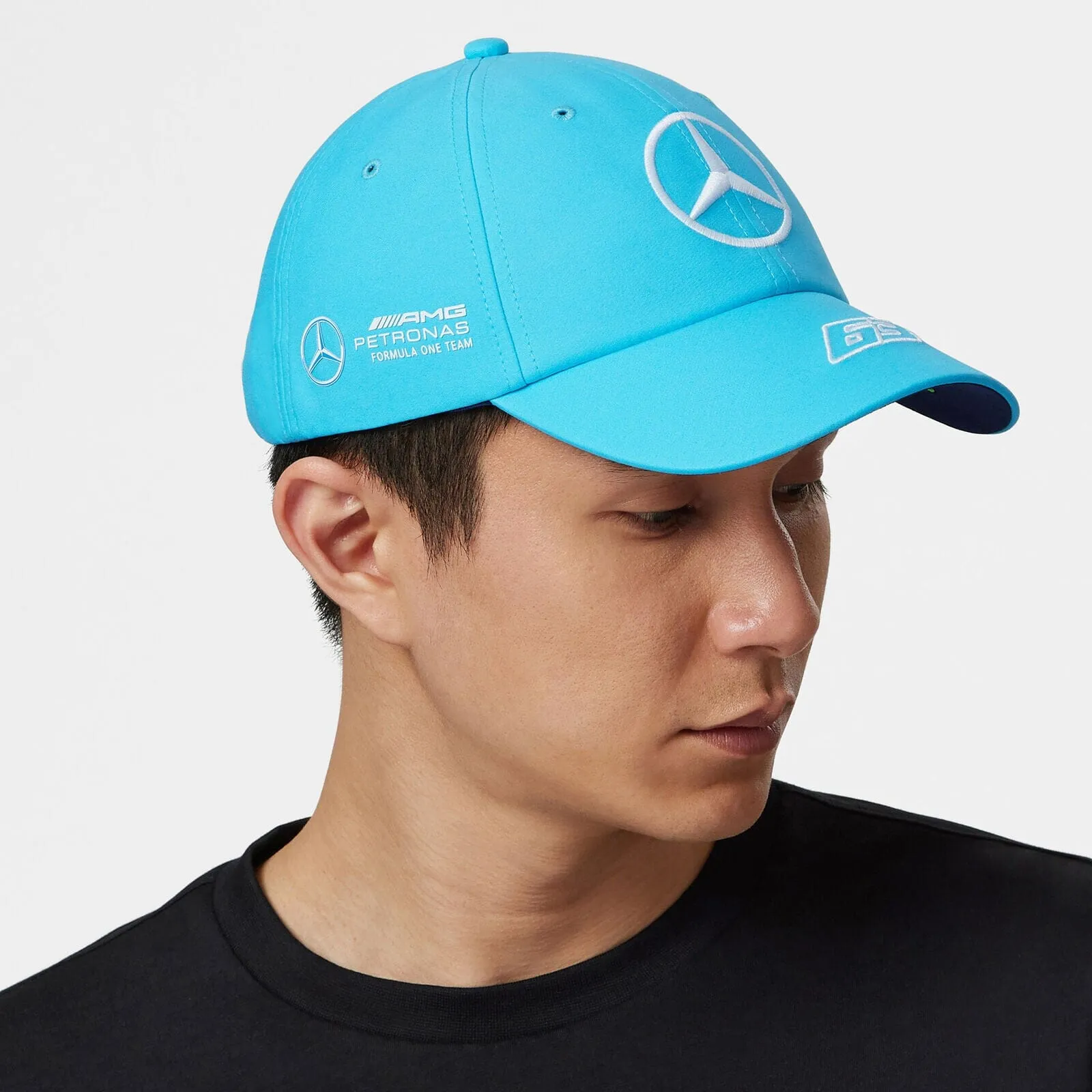 Mercedes AMG Petronas F1 2023 George Russell Dad Baseball Hat - Black/White/Blue