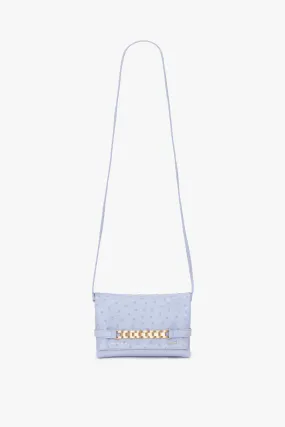 Mini Chain Pouch With Long Strap In Frost Ostrich-Effect Leather