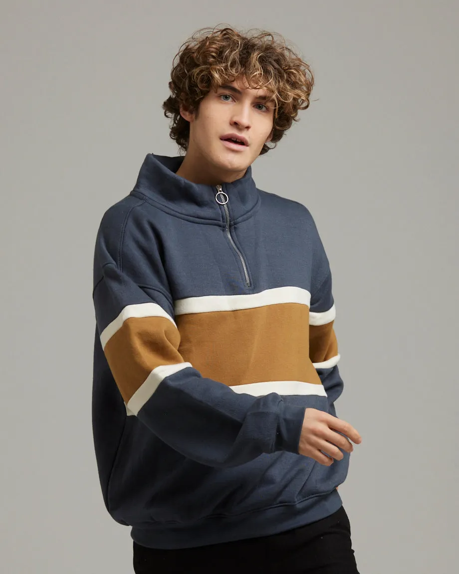 MINONK MEN'S 1/4 ZIP CUT & SEW SWEATSHIRT | NAVY