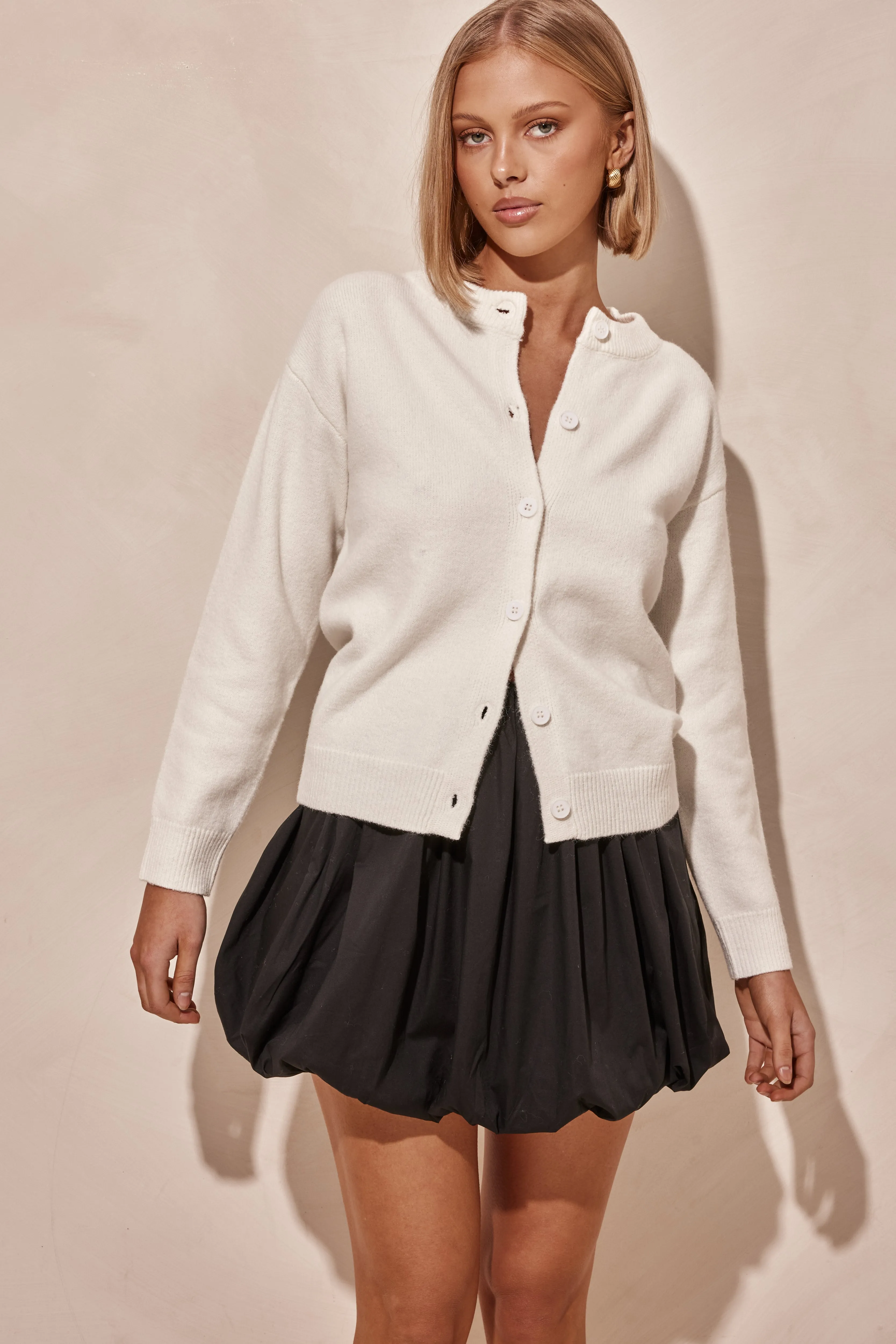 Moore Knit Cardigan (White)