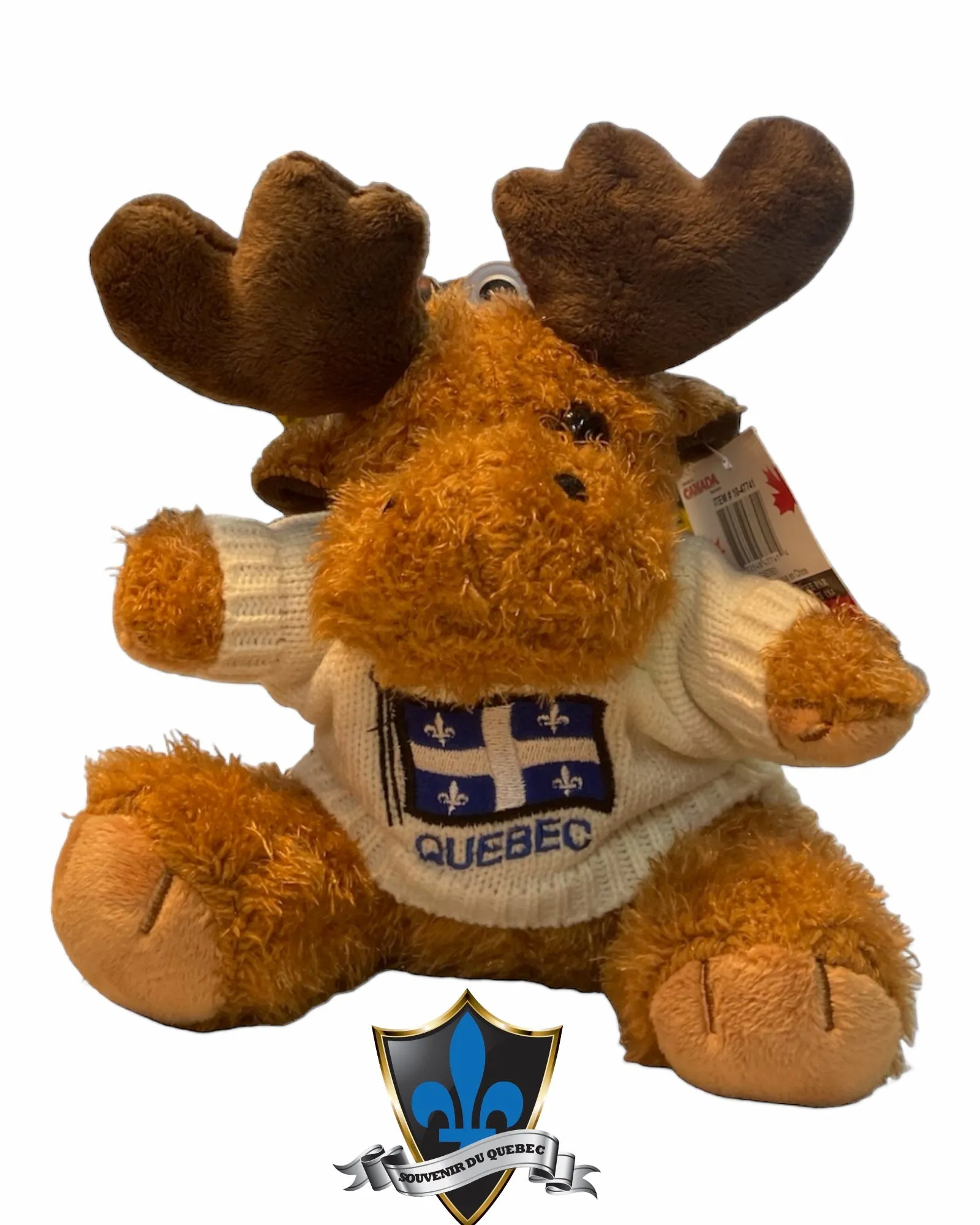 Moose With white sweater and Quebec flag.