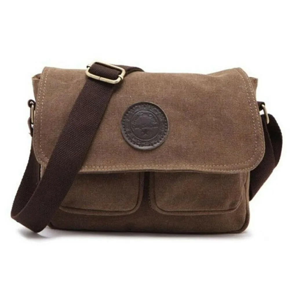 MROYALE™ Vintage Canvas Crossbody Messenger Bag - Men's Brown Outdoor