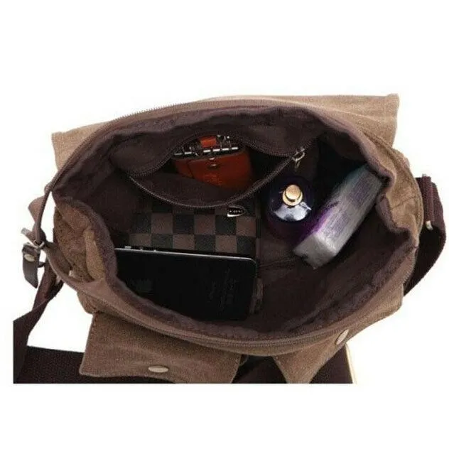 MROYALE™ Vintage Canvas Crossbody Messenger Bag - Men's Brown Outdoor