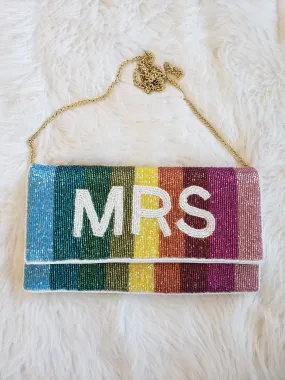 'MRS' Beaded Crossbody/Clutch - Rainbow