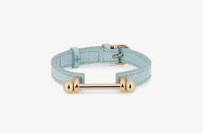 Music Bar Bracelet - Croc-Embossed Leather Duck Egg Blue