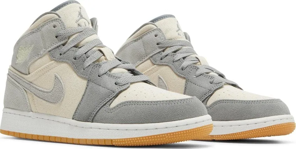 Nike Air Jordan 1 Mid SE Coconut Milk Particle Grey (GS) Women's