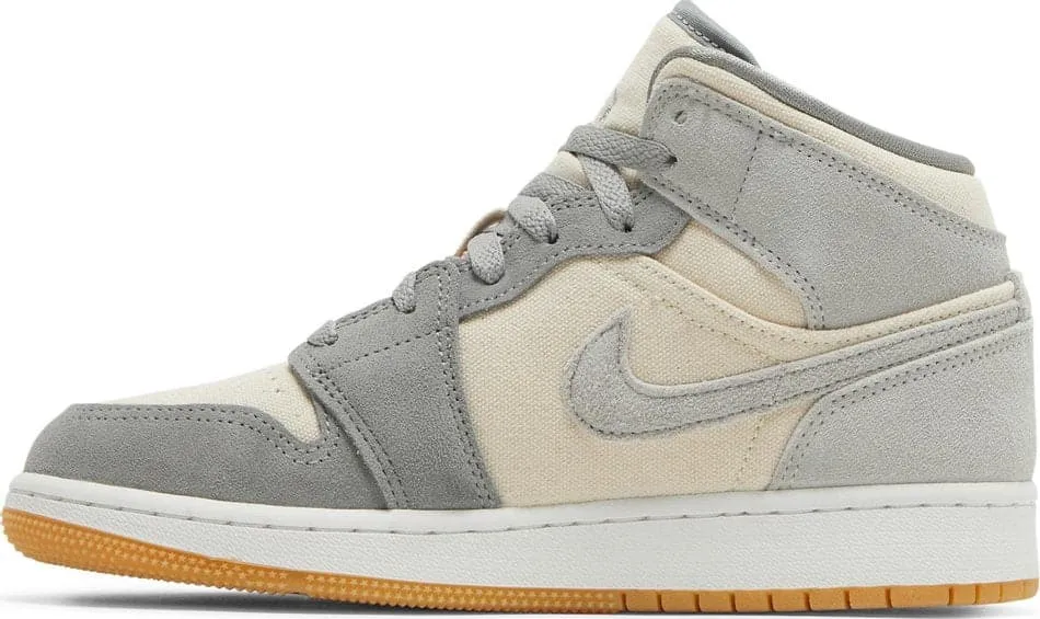 Nike Air Jordan 1 Mid SE Coconut Milk Particle Grey (GS) Women's