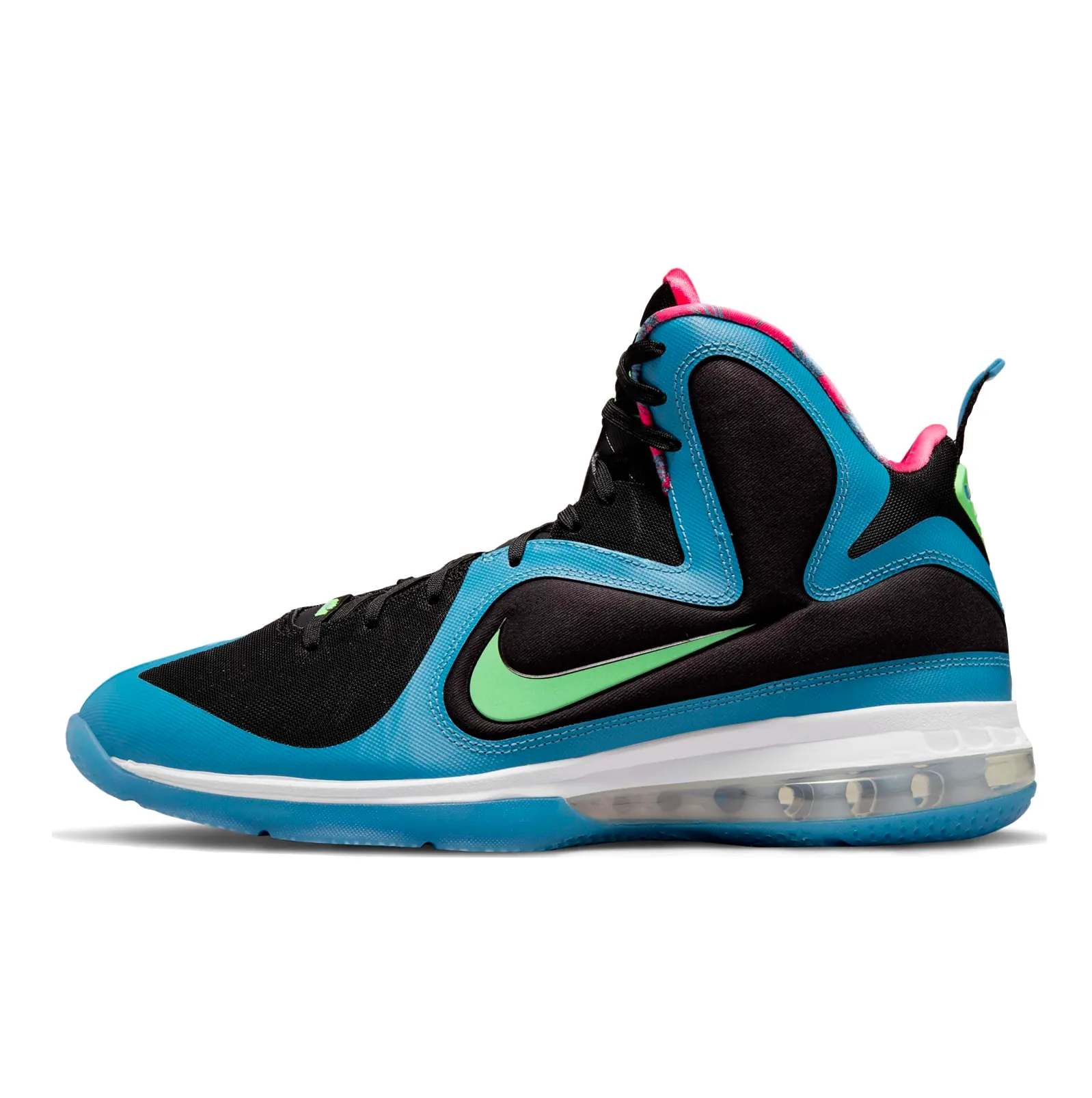 NIKE LEBRON 9 - BLACK/LIME GLOW-DUTCH BLUE-FUSION RED