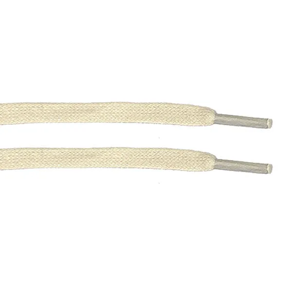 Off White Waxed Flat Lace - Clear Plastic Aglet