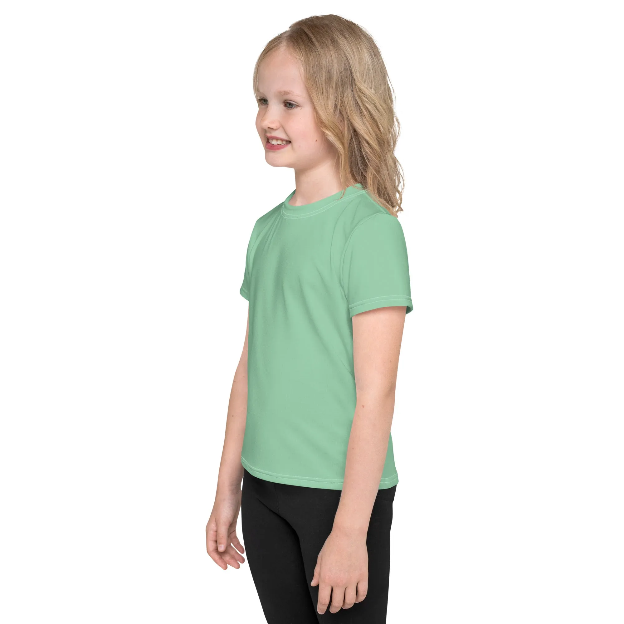 Outdoor Adventure Essential: Girls Short Sleeve Solid Color Rash Guard - Vista Blue