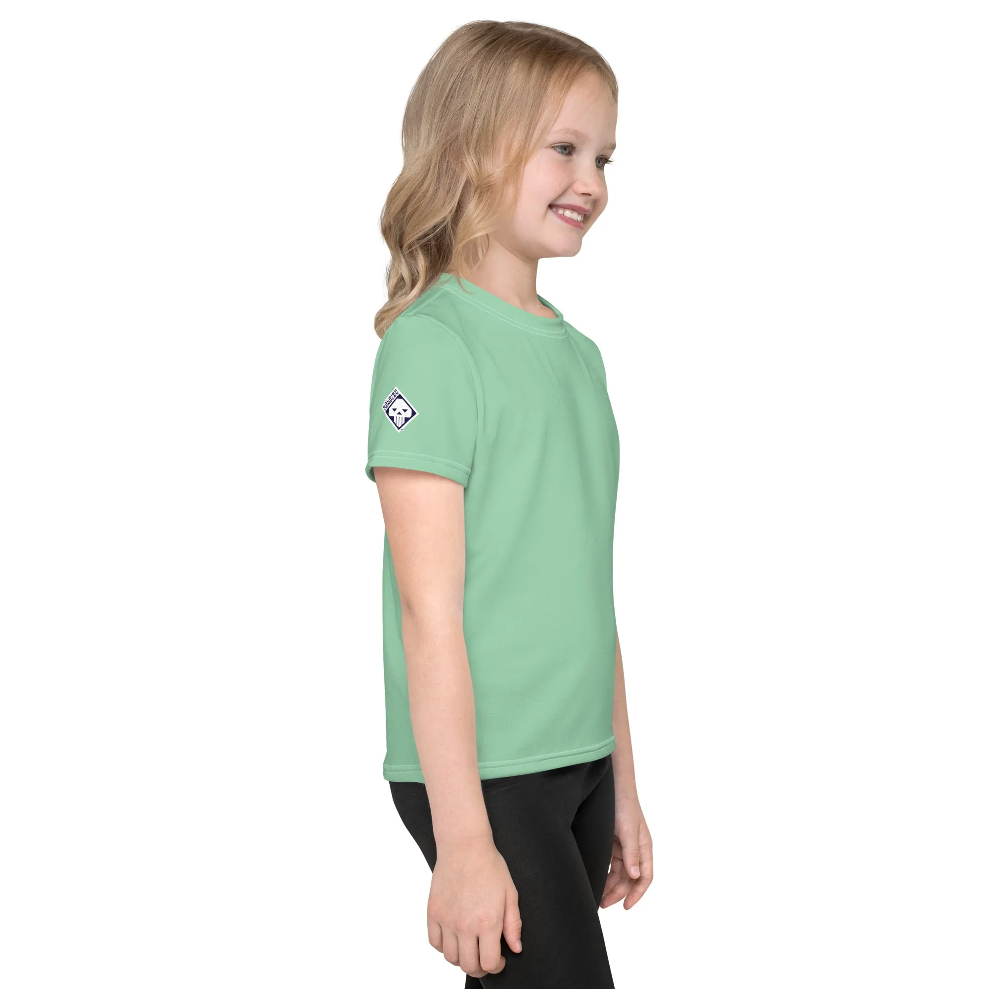 Outdoor Adventure Essential: Girls Short Sleeve Solid Color Rash Guard - Vista Blue