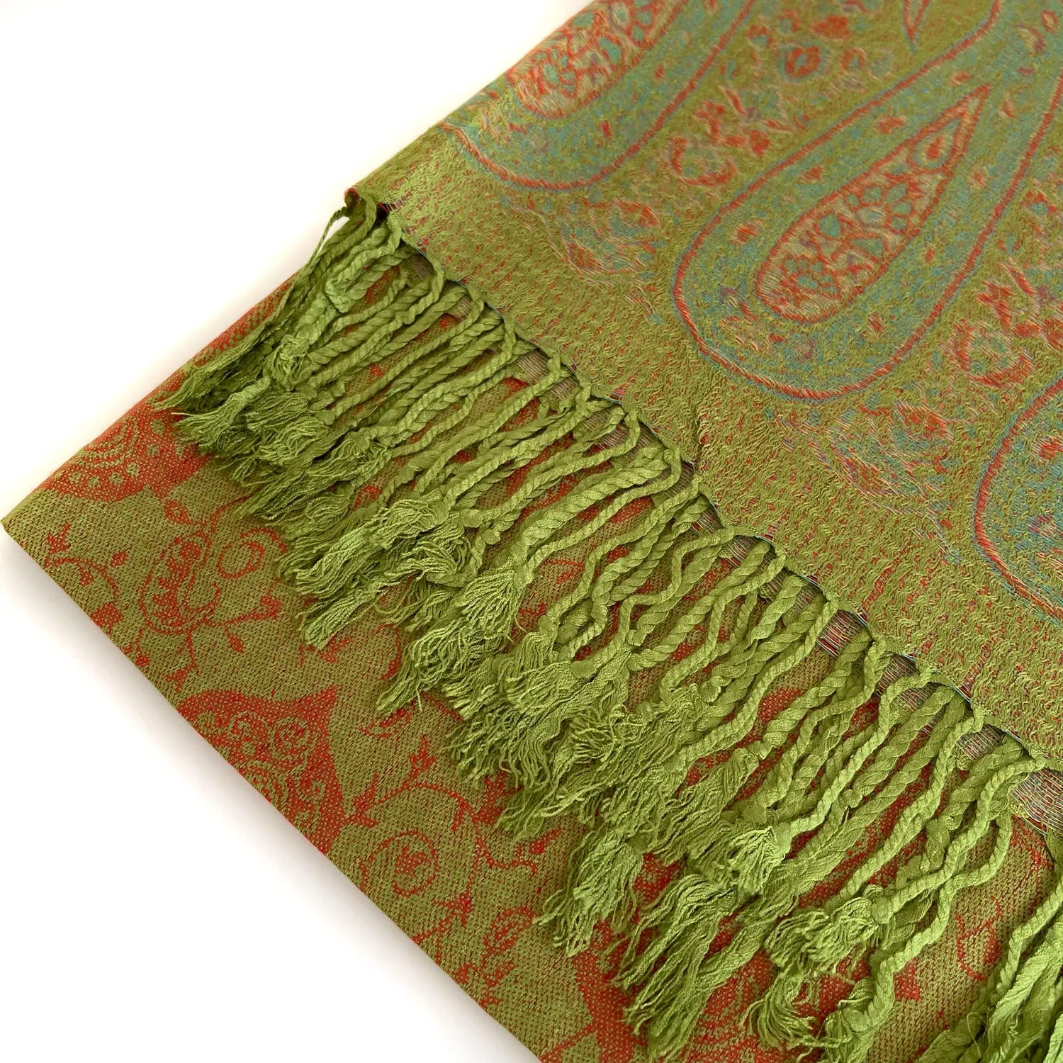 PAISLEY PRINT GREEN LIGHTWEIGHT PASHMINA SHAWL SCARF