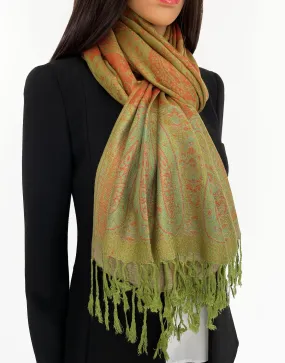 PAISLEY PRINT GREEN LIGHTWEIGHT PASHMINA SHAWL SCARF