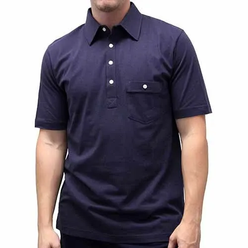 Palmland Solid Textured Short Sleeve Knit Big and Tall Navy