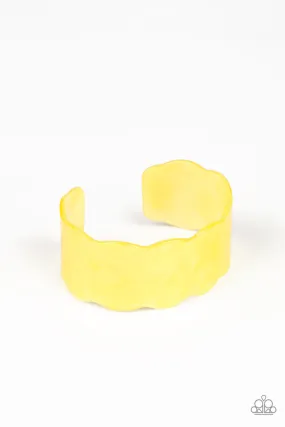 Paparazzi Retro Ruffle - Yellow Bracelet