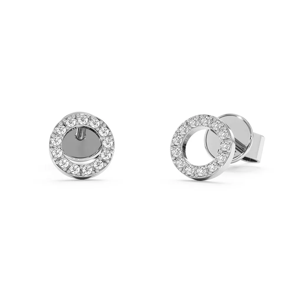 Pavé Lab Grown Diamond Mini Halo Stud Earrings