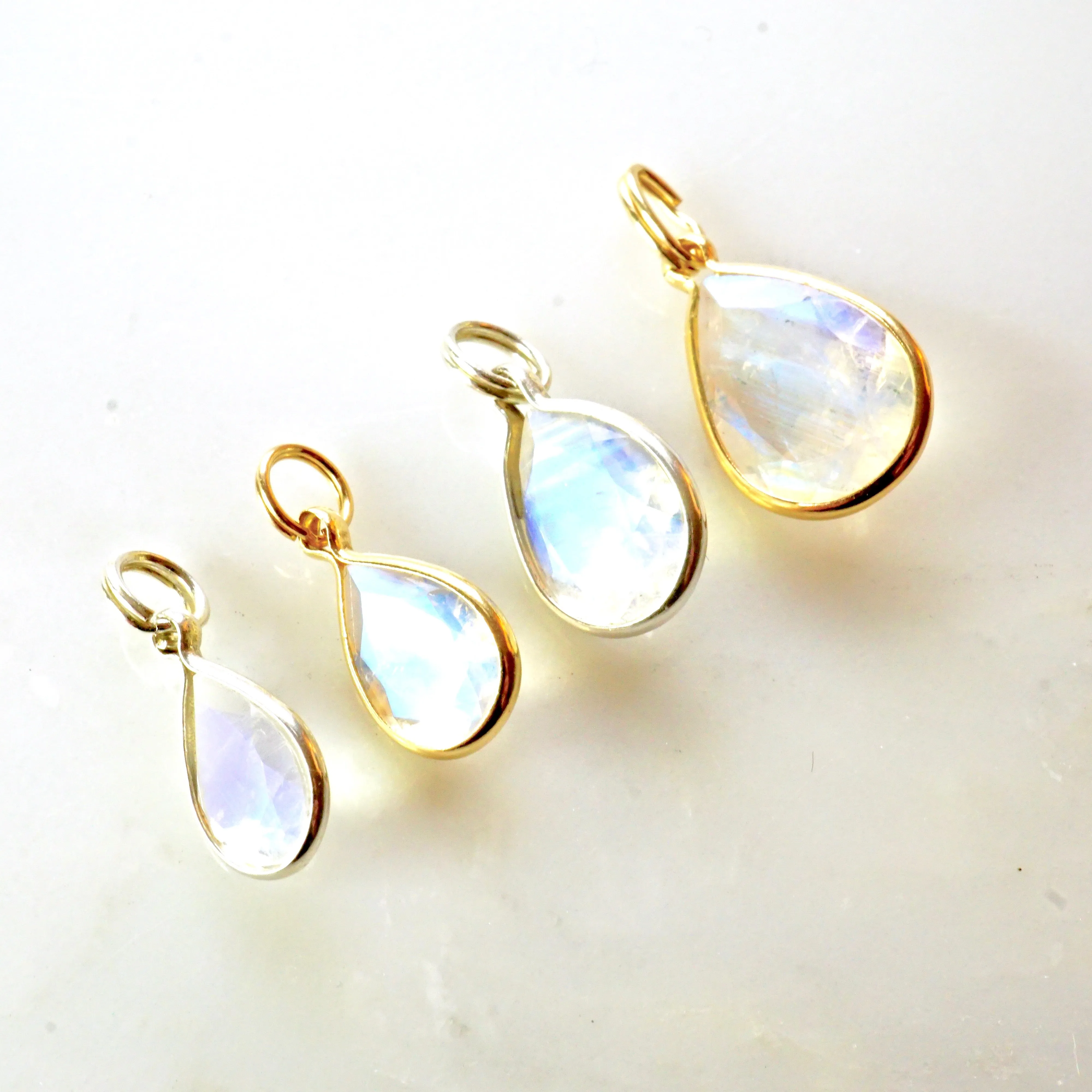 Pear Moonstone Drop Earrings - Rainbow Moonstone Pear Drop Earrings for Women