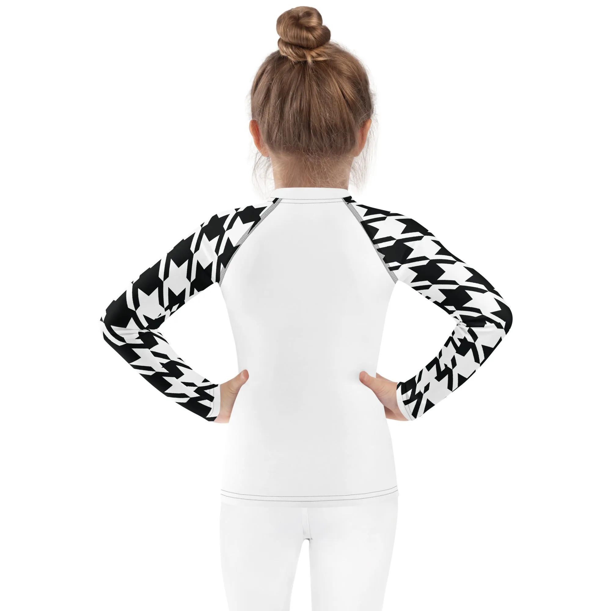 Performance Meets Style: Girl's Houndstooth Classic Jiu-Jitsu BJJ Rash Guard