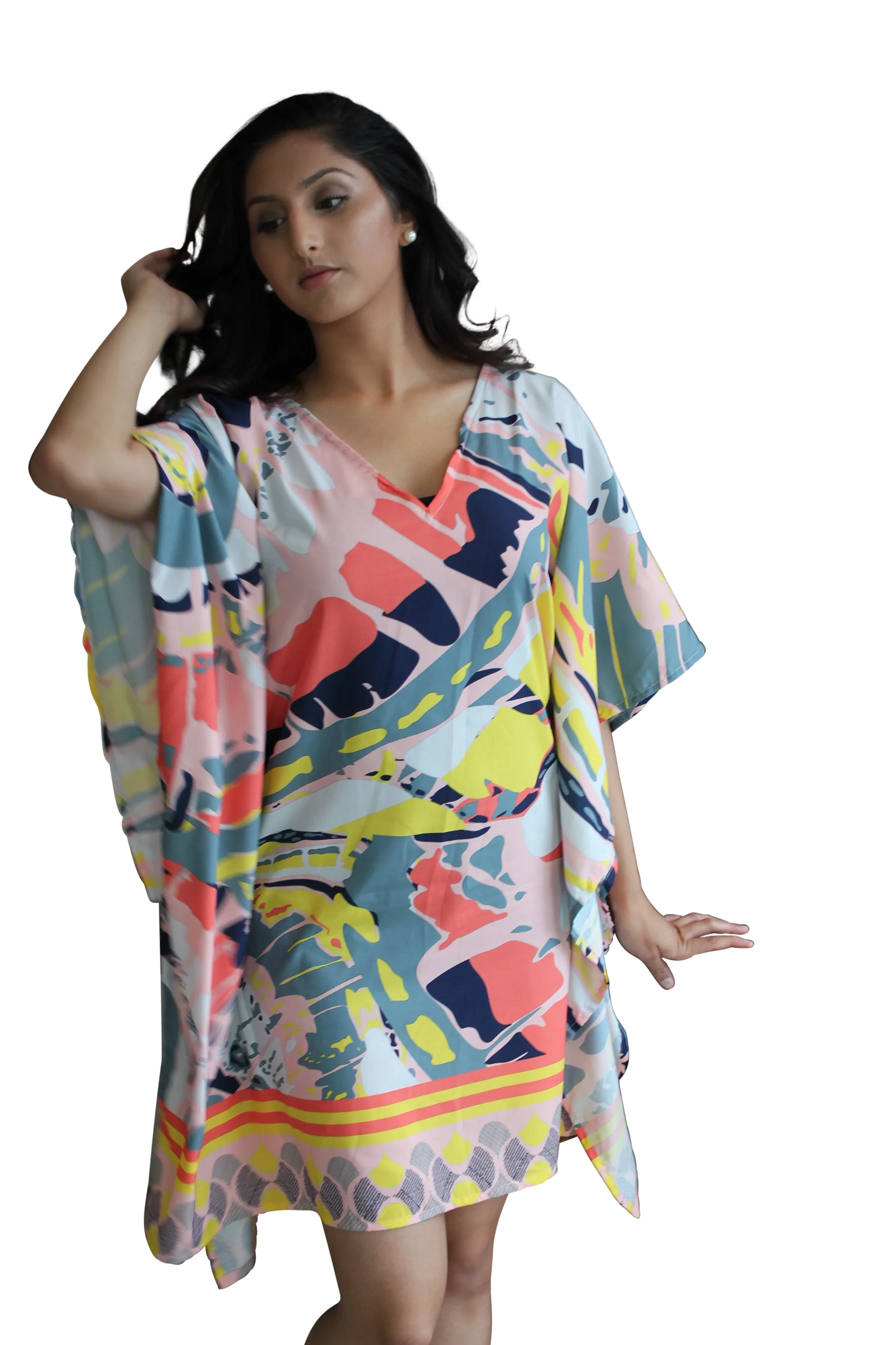 Pink Printed Kaftan Dress