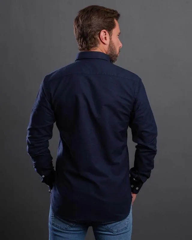 Plain long sleeve shirt-Navy