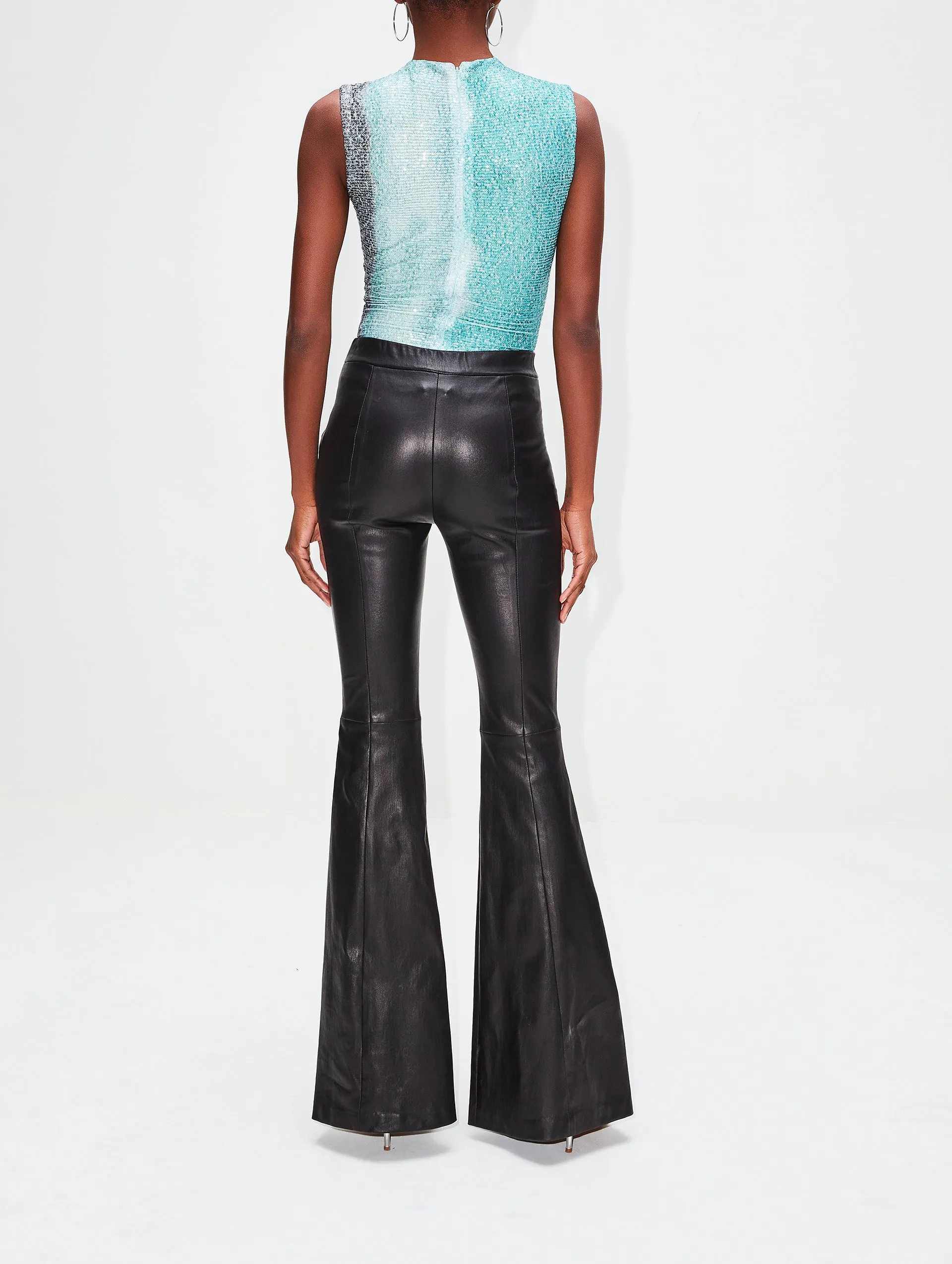 Pull On Leather Flare Pant