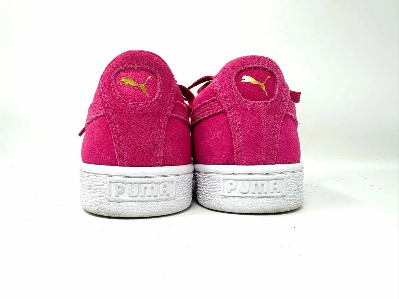 Puma Size 8 Pink Lace-Up Suede Shoes Sneakers