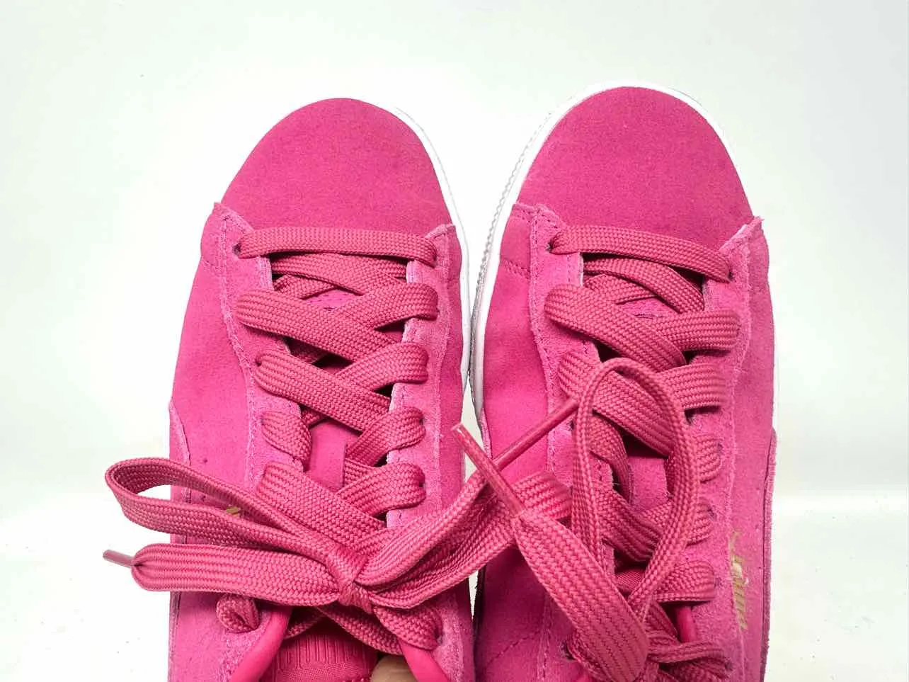 Puma Size 8 Pink Lace-Up Suede Shoes Sneakers