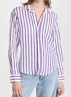 "Barry" Button Up Shirt in Neon Pink/Blur Stripe