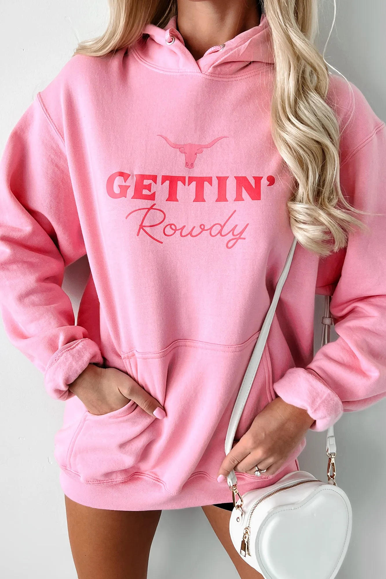 "Gettin' Rowdy” Graphic Hoodie (Candy Pink) - Print On Demand