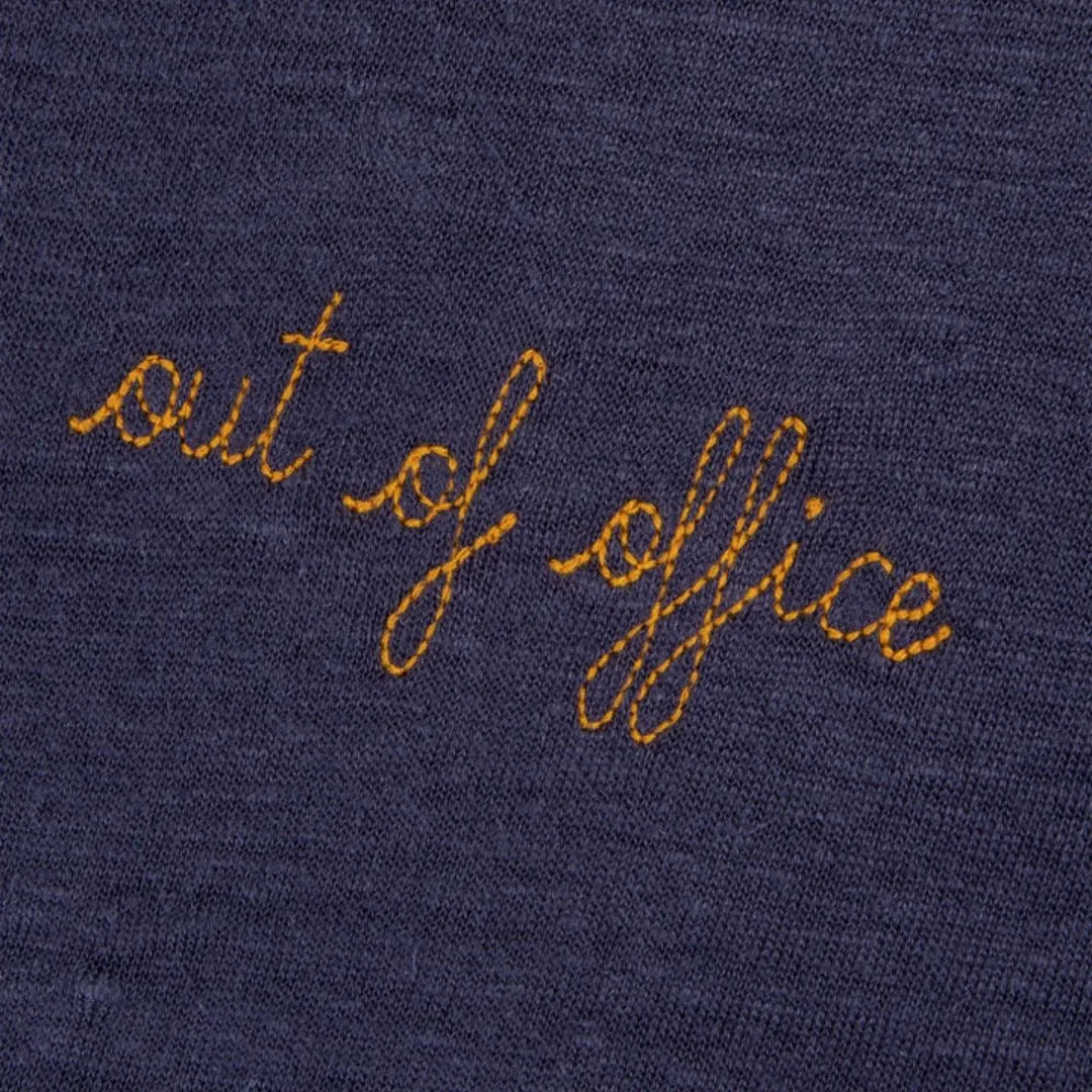 "Out of Office" Linen Villiers T-Shirt (Carbon Blue Washed)